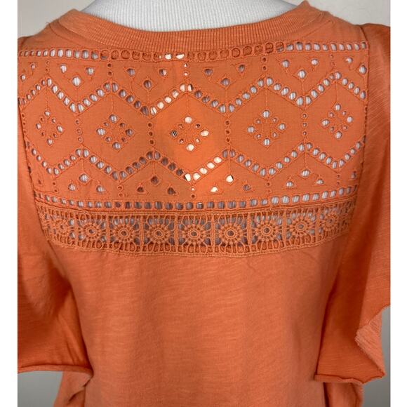 Anthropologie NWT, Flutter Sleeve, Sustainable Lace Eyelet Top, Size Medium - Picture 7 of 8